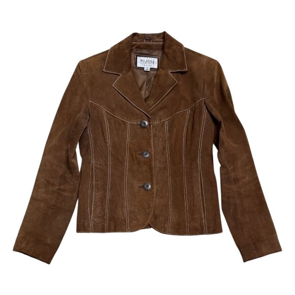 WILSONS LEATHER Vintage Luxury Designer Brown Leather Suede Jacket Womens Small - Picture 1 of 5